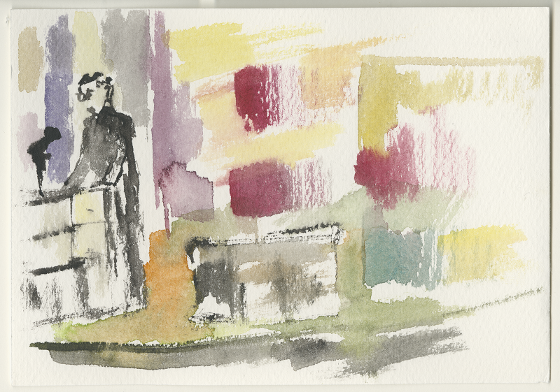 Frank Pasquale: The Automated Public Sphere, re:publica 17, 08.05.2017, painting 12 x 17 cm: Kirsten Kötter